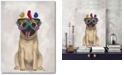 Courtside Market Pug and Flower Glasses Gallery-Wrapped Canvas Wall Art - 18" x 24"